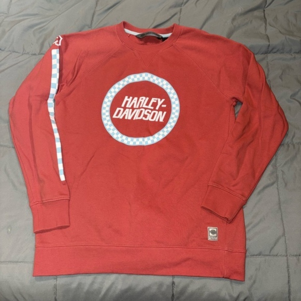 Harley Davidson Crew Neck Women’s Biker SweatShirt Race Stripe Sleeve